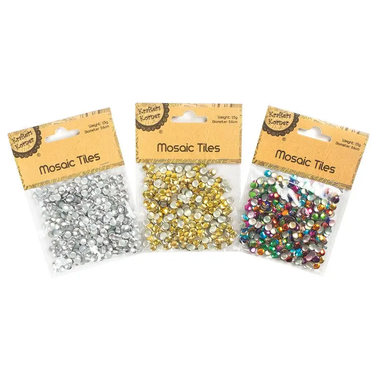 0.6 cm Round Mosaic Tiles – 3 Assorted Colors