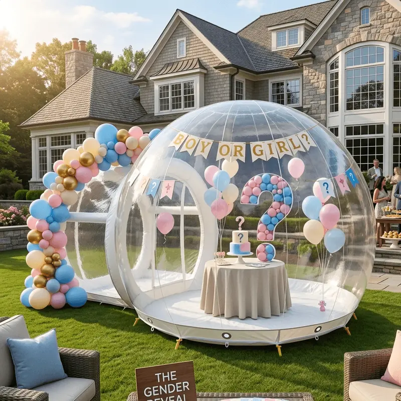 10-Foot Transparent Bubble Dome Bounce House with Integrated Blower