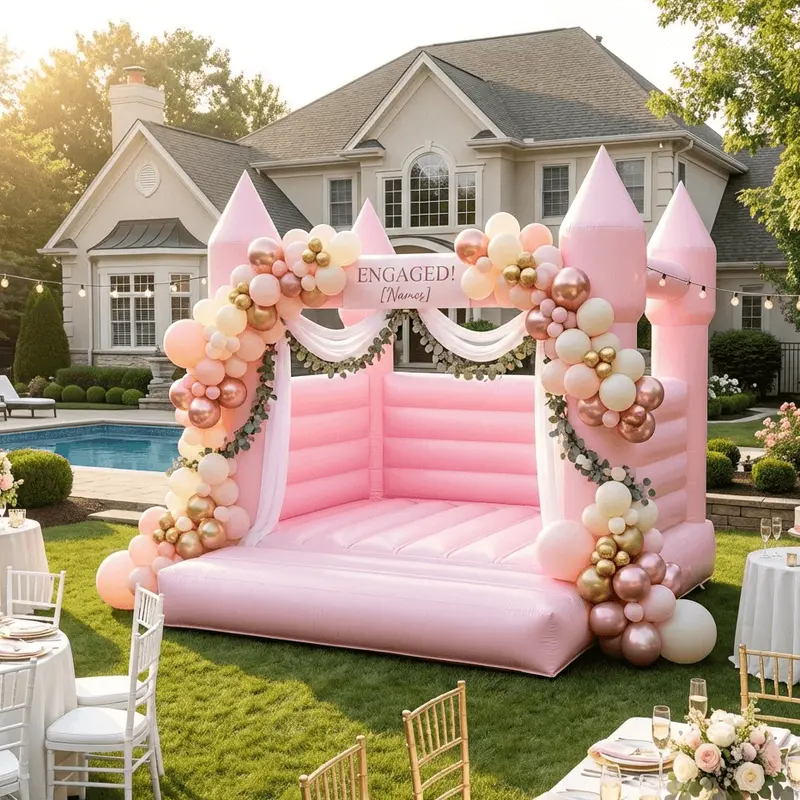 13.5-Foot Pink Commercial-Grade Inflatable Bounce House with Blower Included