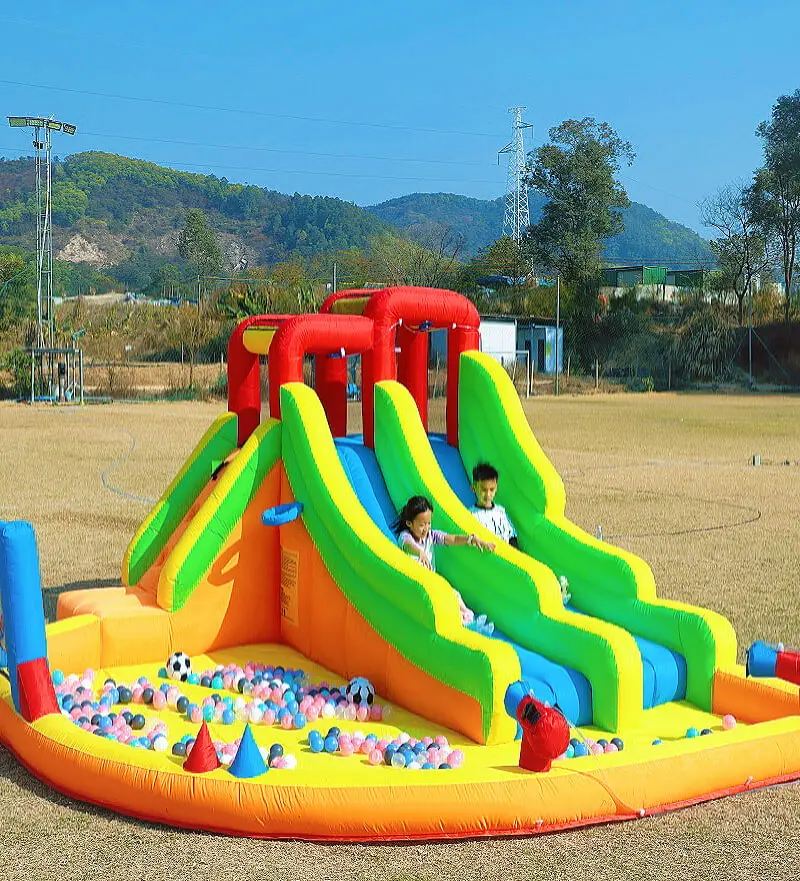 15 ft Dual-Slide Inflatable Bounce House – Wet/Dry Play Option with Pool
