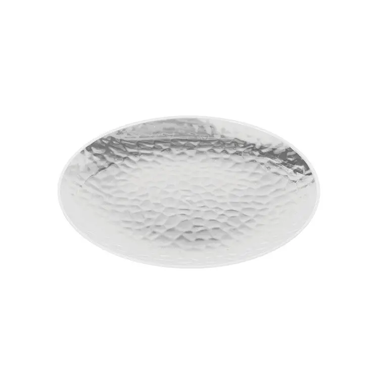 18cm Reusable Dimple-Design Plate Featuring Silver Rim