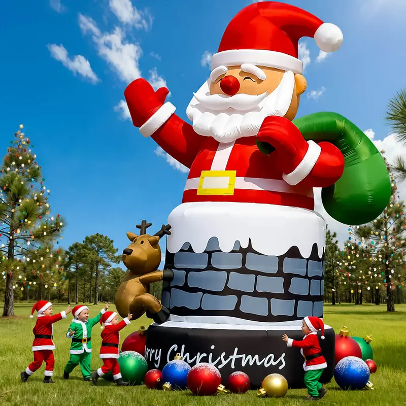 20–40ft Outdoor Inflatable Santa Figure with Built-in Blower for Holiday Displays