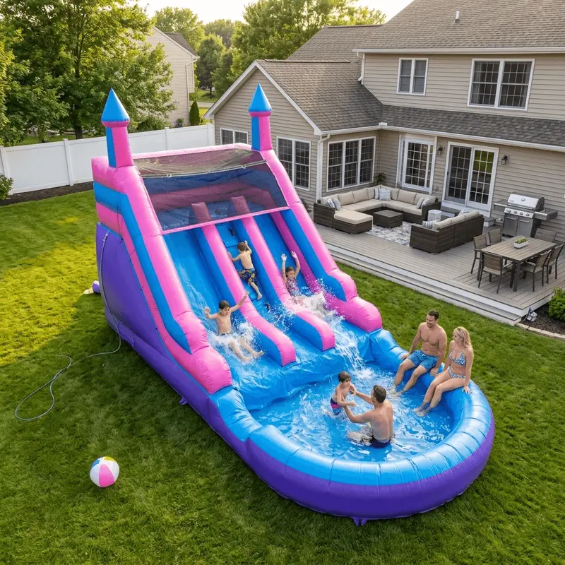 21 ft Dual-Slide Bounce Castle Water Park – Splash Pool & Bouncing Zone Combined