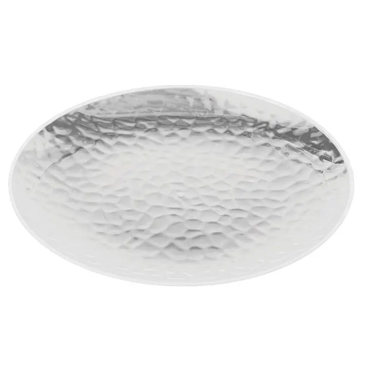 23cm Reusable Dimple-Textured Serving Plate with Silver Trim