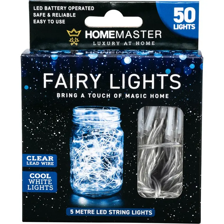 5-Meter String Lights – 50 Cool White LED Fairy Lights