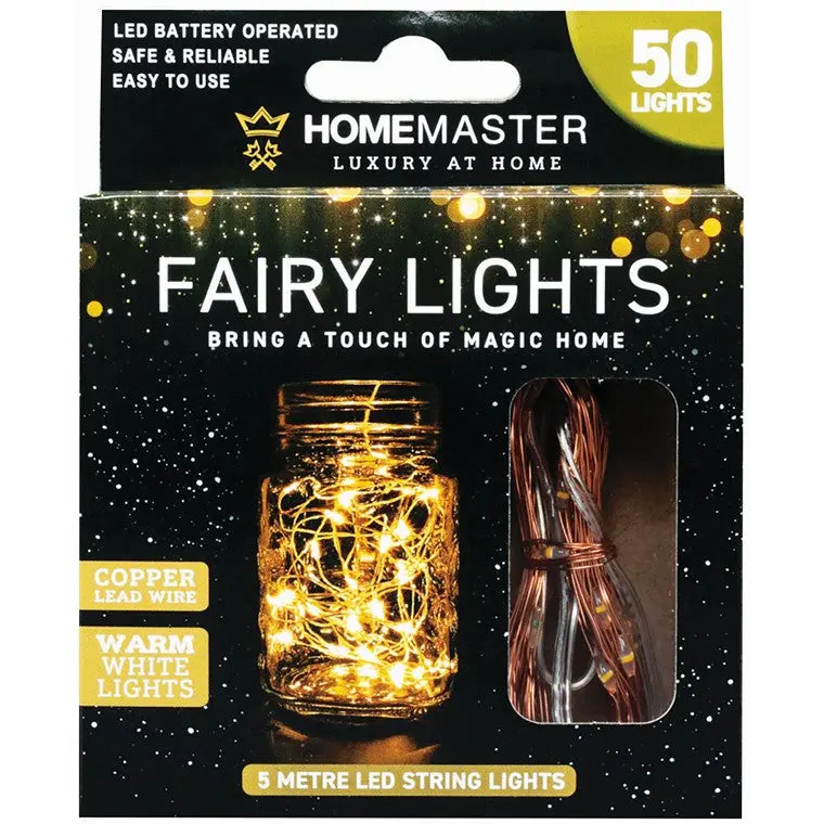5-Metre Copper-Wire Fairy Lights – 50 Warm White LEDs