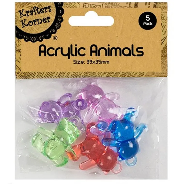 Acrylic 3D Animal Charms for Crafts – Three Whimsical Designs