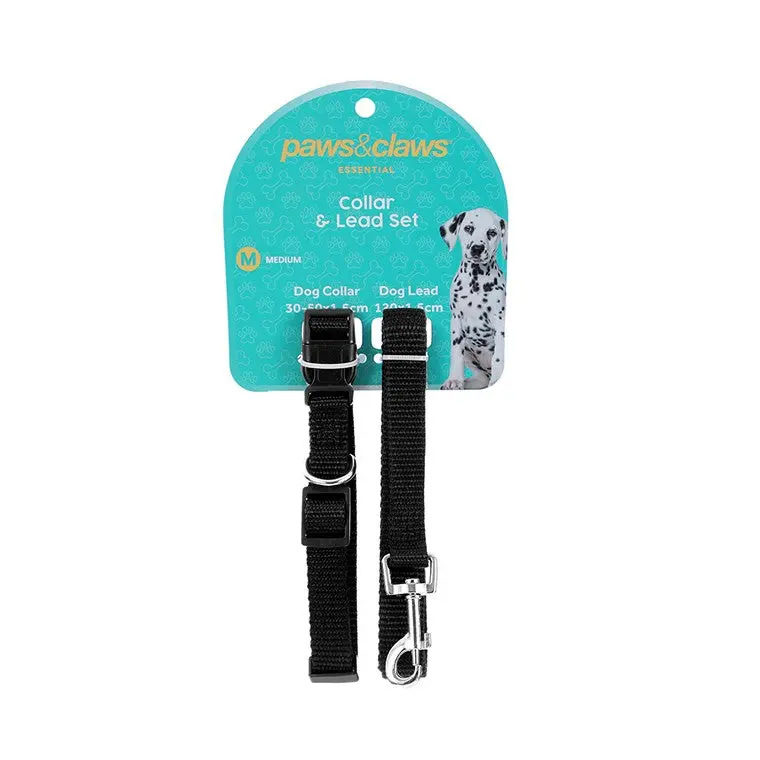 Adjustable Pet Collar and Leash Combo – Medium Size, Assorted Styles