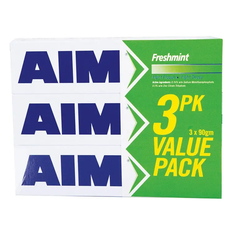 Aim Fresh Mint Toothpaste – 90g Tube (3-Pack)