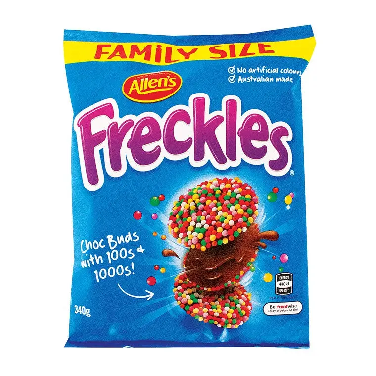 Allens Freckles Chocolate Drops – 340g Australian Classic Candy