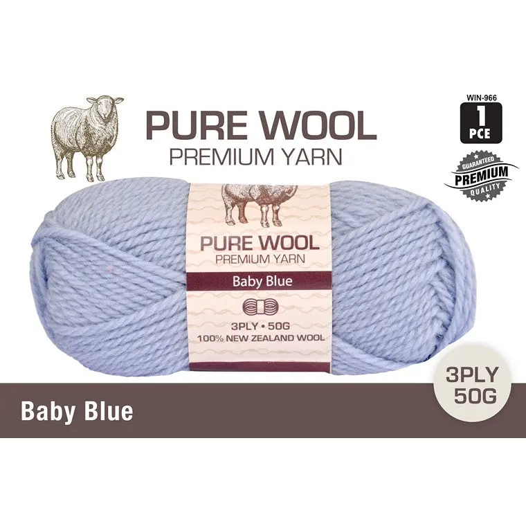 Baby Blue Pure Wool Yarn – Soft, Undyed Knitting & Weaving Material