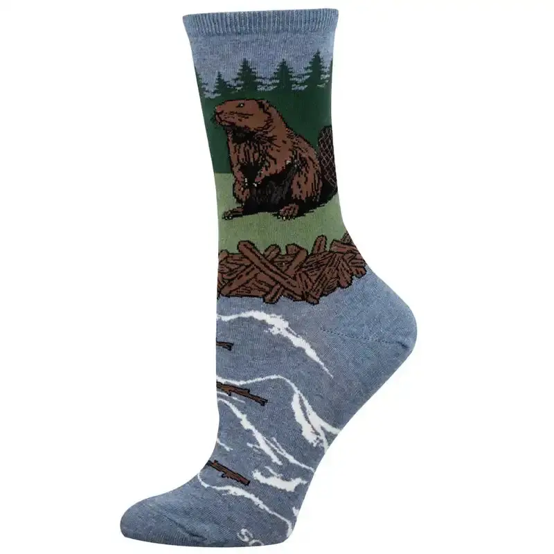 Beaver-Themed Graphic Socks for Women