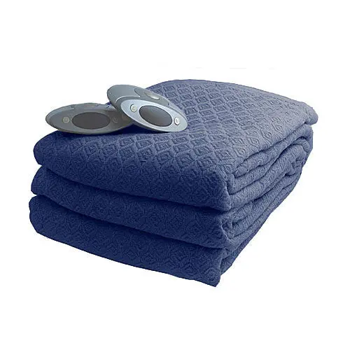 Biddeford Diamond Weave Electric Heated Blanket – Queen, Denim Blue