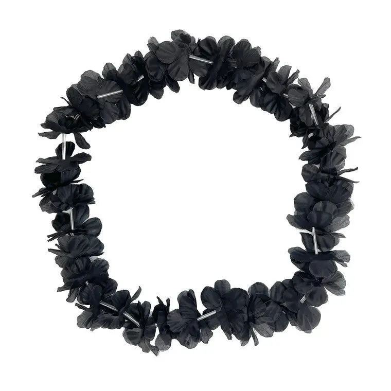 Black Flower Lei for Tropical or Themed Parties