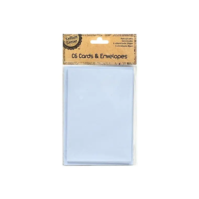 Blue C6 Blank Cards with Envelopes – 6-Pack