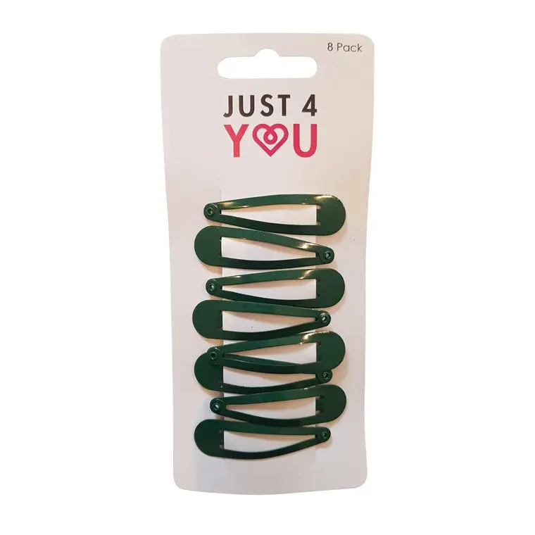 Bottle Green School Snap Hair Clips – 8-Pack