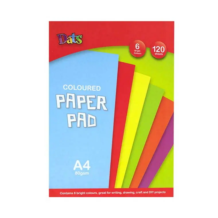 Bright A4 Color Paper Pad – 120-Sheet Pack in 6 Vivid Shades