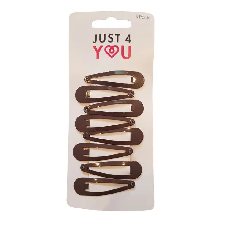 Brown School Snap Hair Clips – 8-Pack Set