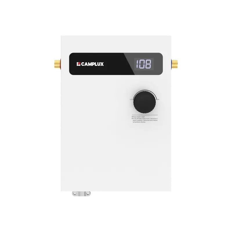 Camplux 11 kW Electric On-Demand Tankless Water Heater – Balanced Power White Unit for Medium-Sized Homes