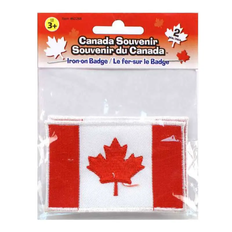 Canada Flag Iron-On Patches – Embroidered National Symbol Appliqués