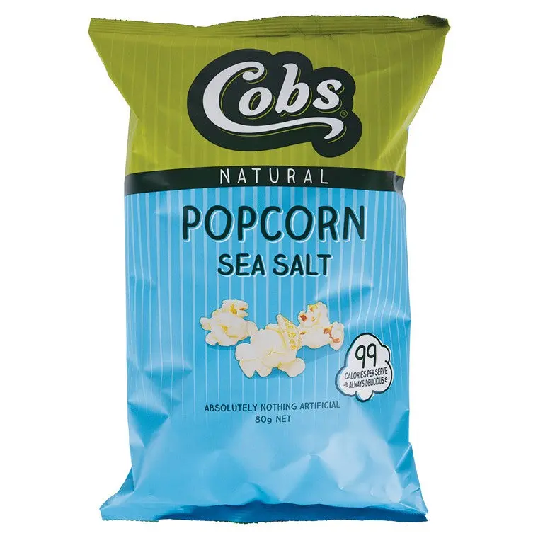 Cobs Natural Sea Salt Popcorn – Light & Crispy, 80g Bag