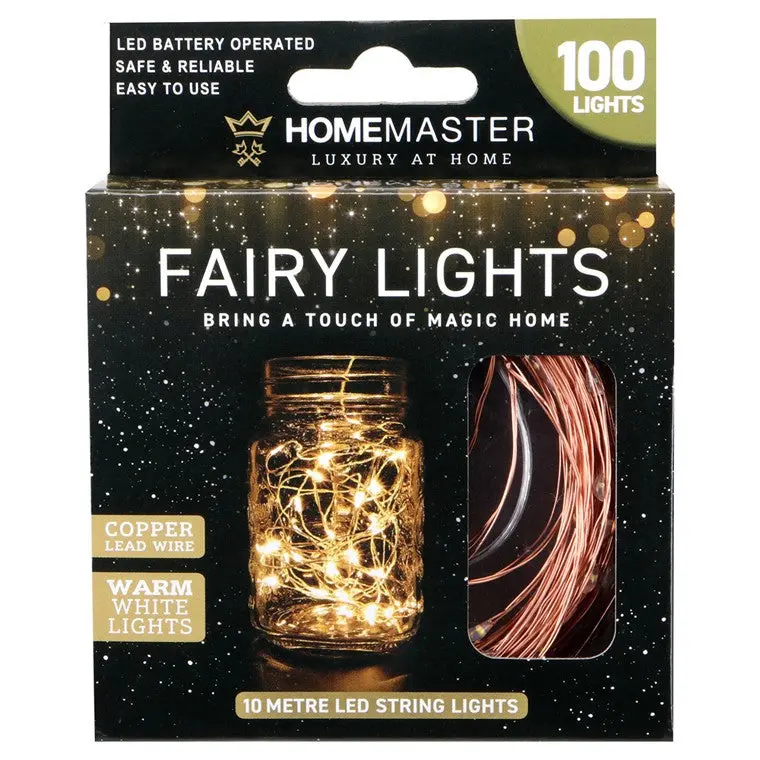 Copper-Wire Warm White Fairy Lights – 10-Metre Flexible String