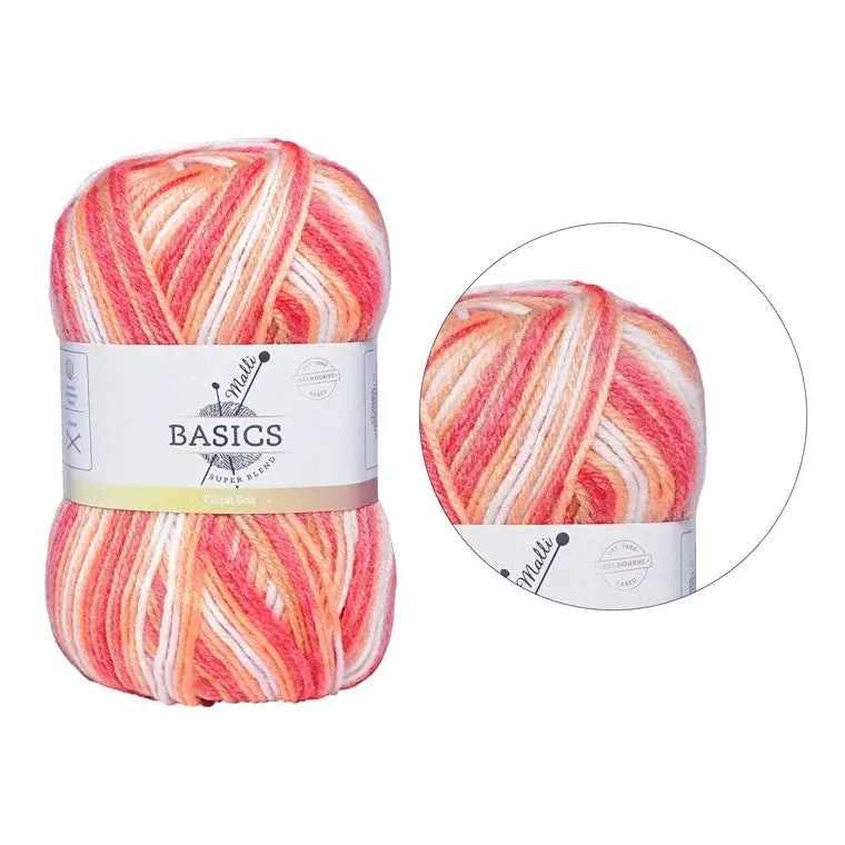 Coral Sea Acrylic Yarn – Subtle Teal-Pink Blend, Perfect for Spring Makes