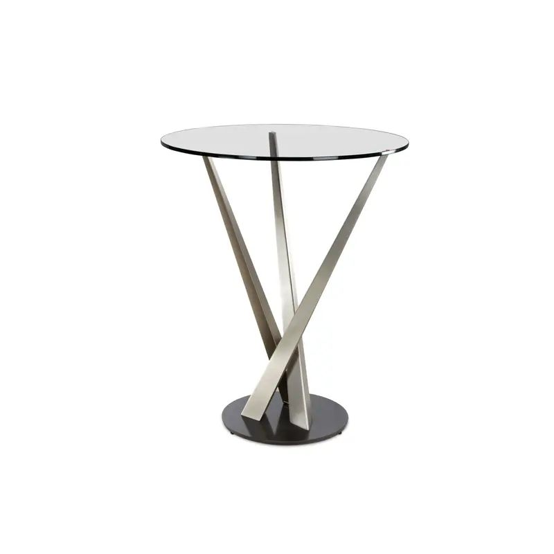 Crystal Glass Pub Table with Chrome Base