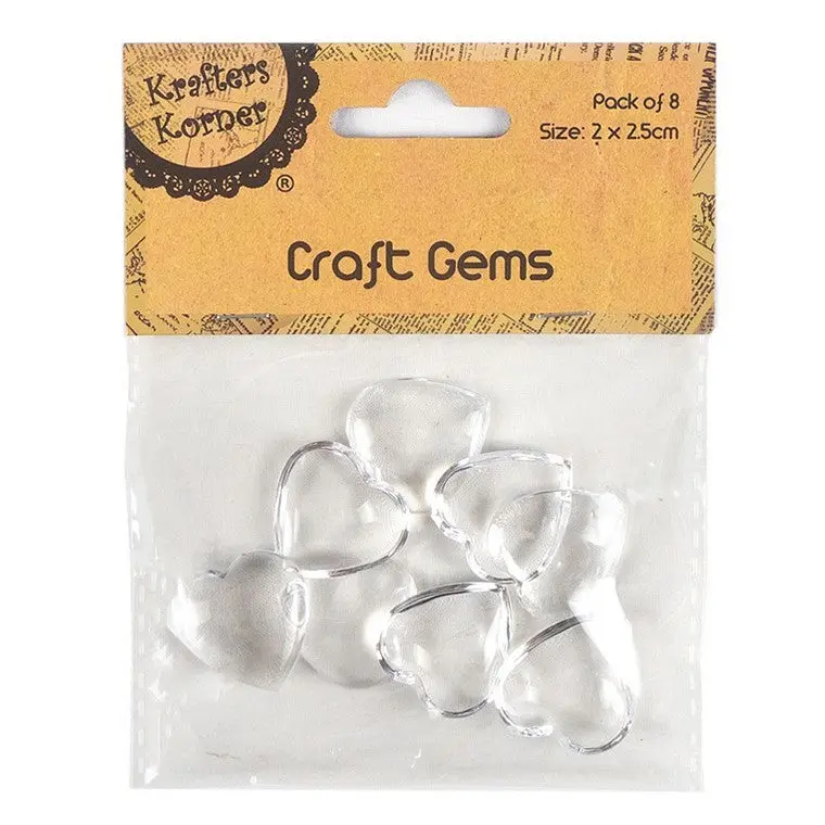 Crystal-Like Clear Heart Rhinestones – 8-Piece Sparkling Craft Gems