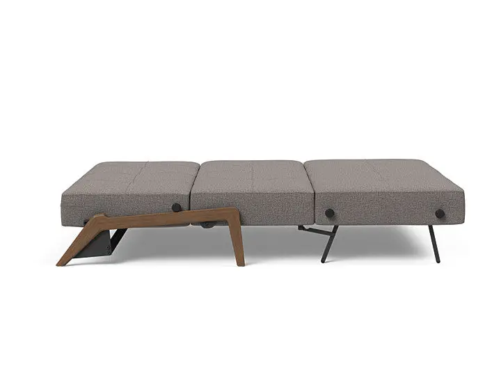 Cubed Full-Size Sleeper Sofa in Charcoal Grey with Dark Wood Legs