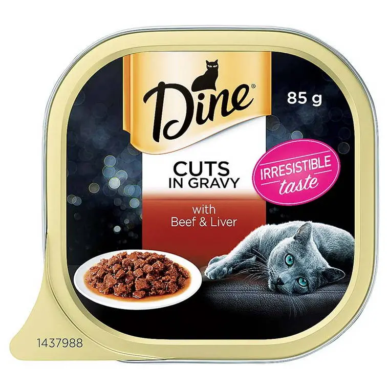 Dine Wet Cat Food – Beef & Liver in Rich Gravy (85g Single Serve)