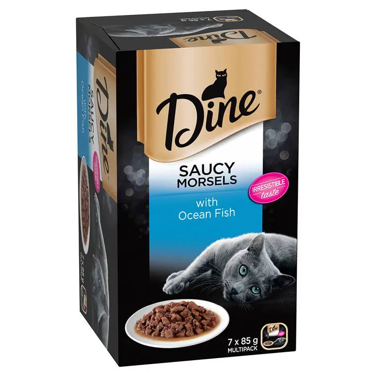 Dine Wet Cat Food – Ocean Fish in Seafood Sauce (7 × 85g Portions)