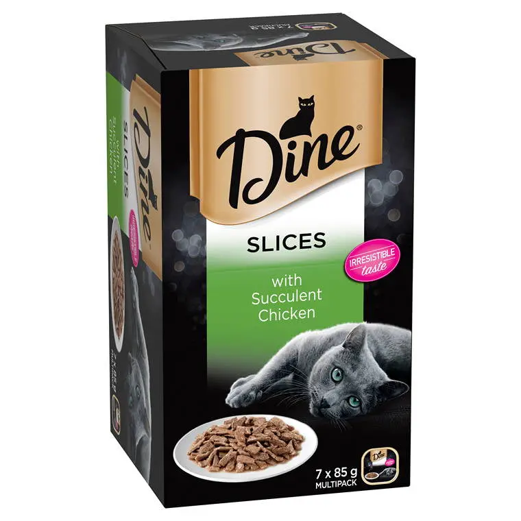Dine Wet Cat Food – Tender Chicken Slices in Juicy Gravy (7 × 85g Portions)