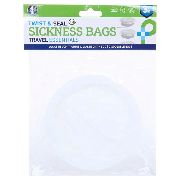 Disposable Travel Sickness Bags – Leak-Resistant, 3-Pack