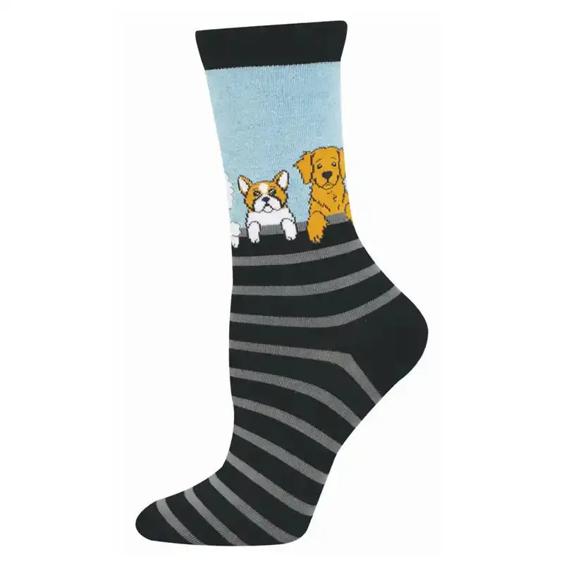 Dog-Themed Bamboo Crew Socks for Women