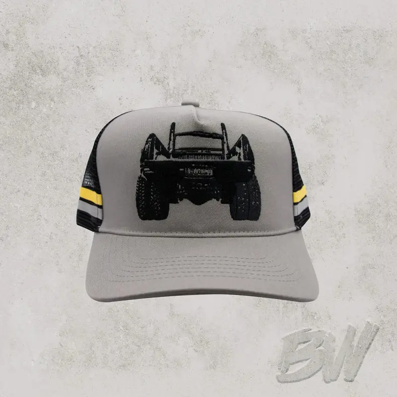 DU4L1 Grey Trucker Mesh Cap – Back-Logo Design