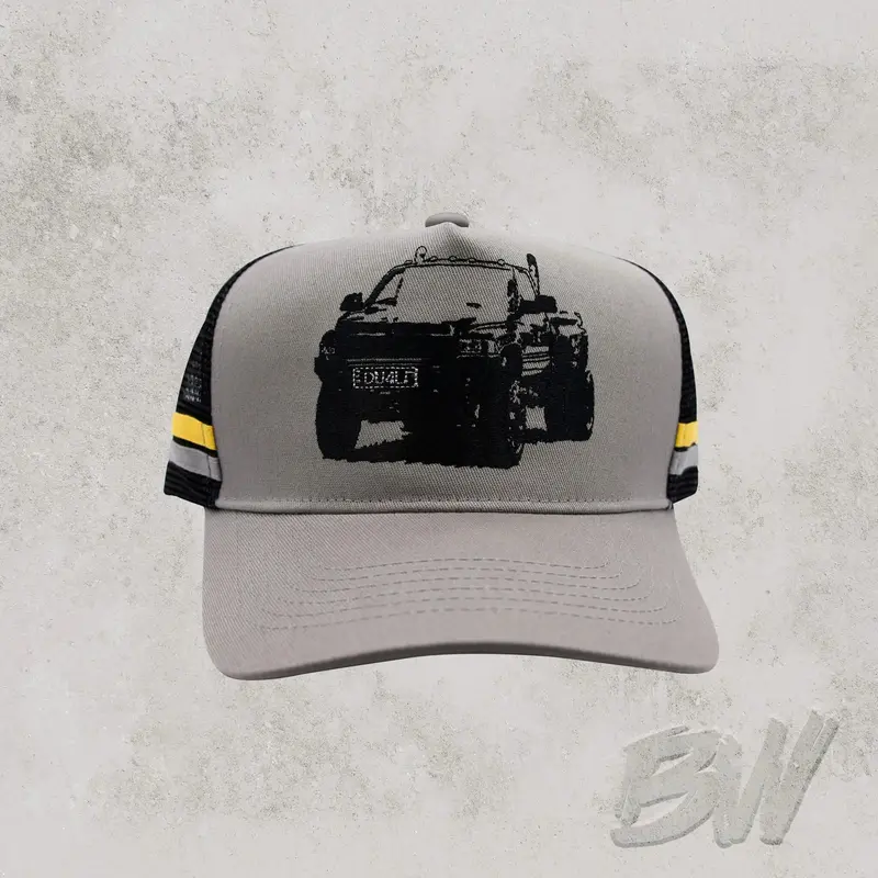 DU4L1 Grey Trucker Mesh Cap – Front-Logo Style