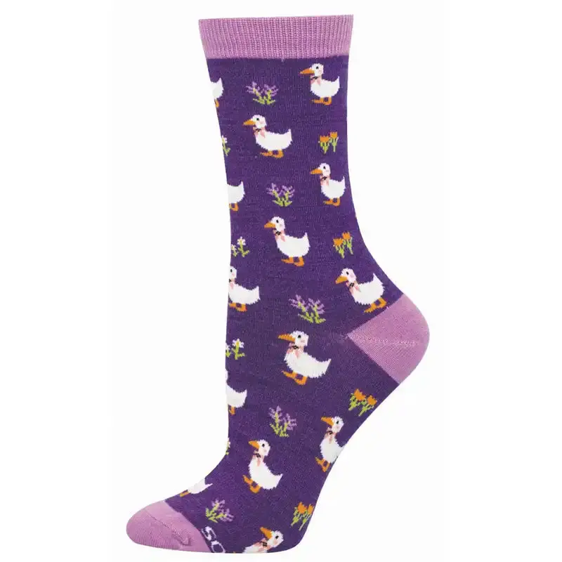 Duck & Floral Bamboo Ankle Socks for Women
