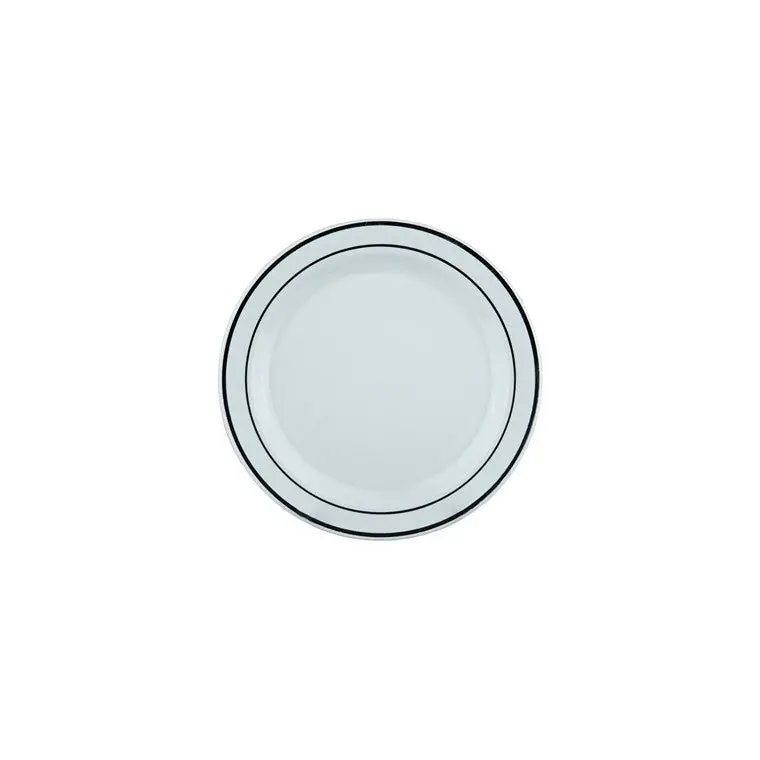 Elegant White Dinner Plates with Silver Rim – 26cm (6-Pack)