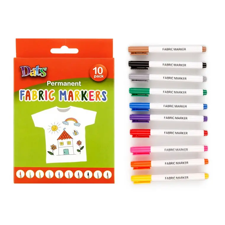 Fabric Art Markers – 10-Color Washable Set
