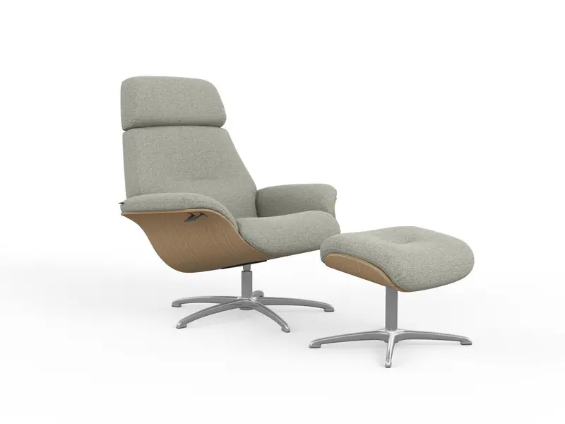Falcon Grey Upholstered Chair with Whitewash Oak Base and Steel Frame