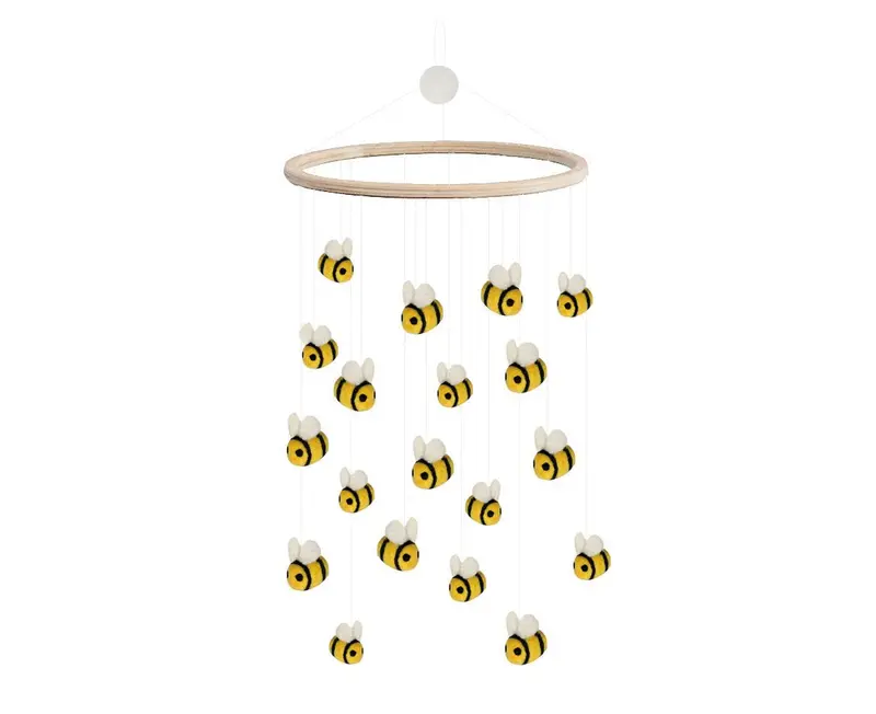Felt Cot Hanging Mobile Featuring Buzzy Bees Motif