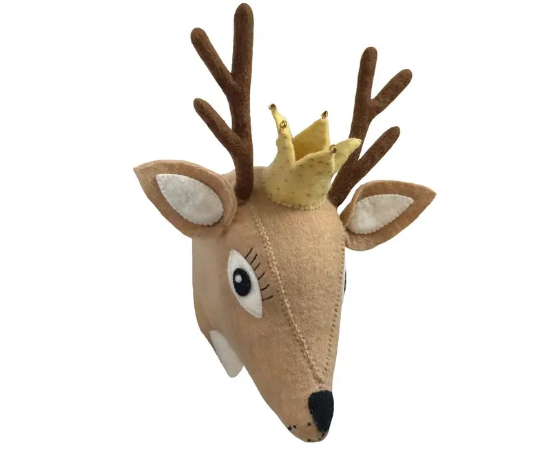 Felt Deer Head Wall Decor in Warm Beige Tone