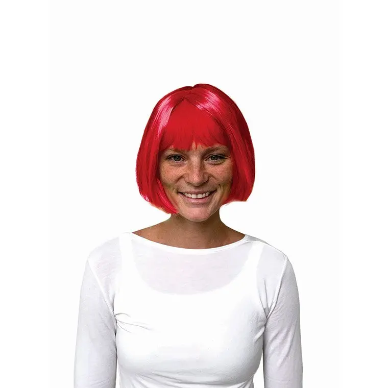 Festive Bob Wig – Vibrant Red Synthetic Costume Hairpiece
