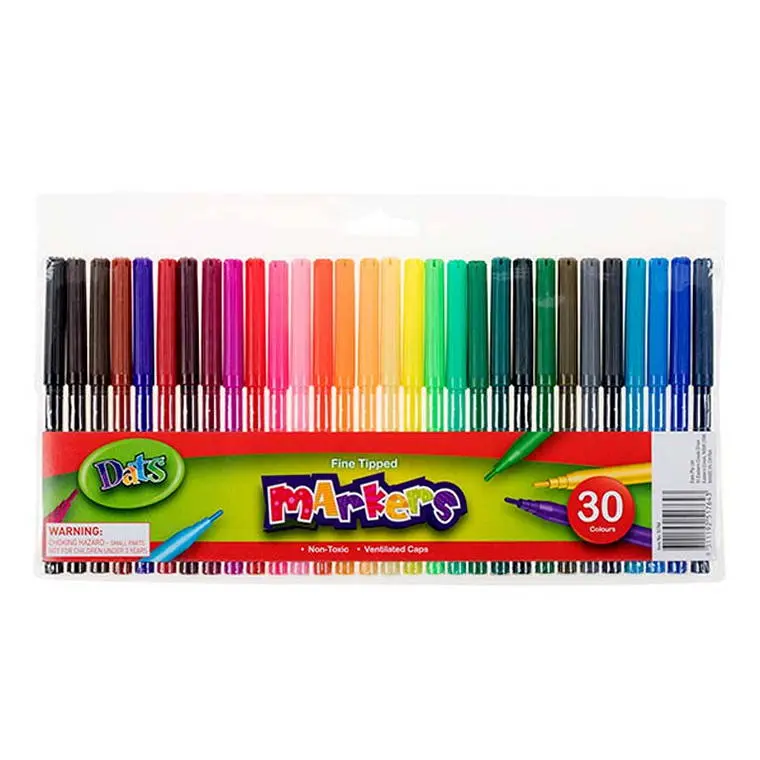 Fine-Tip Colored Markers – 30-Piece Vibrant Assortment for Detail Work