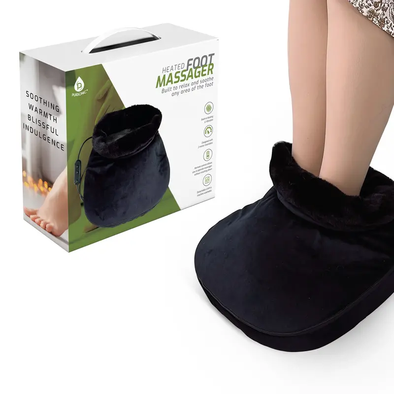 Foldable Heated Foot Massager with Remote Control and Dual-Motor Intensity Settings