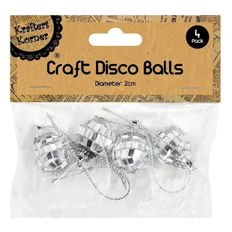 Four-Piece Pack of 2cm Tiny Craft Disco Balls