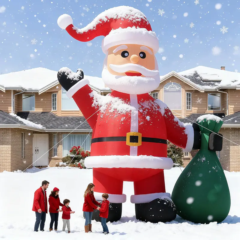 Giant Outdoor Inflatable Santa Decoration – Multiple Sizes (20/26/33/40 ft) with Green Gift Bag