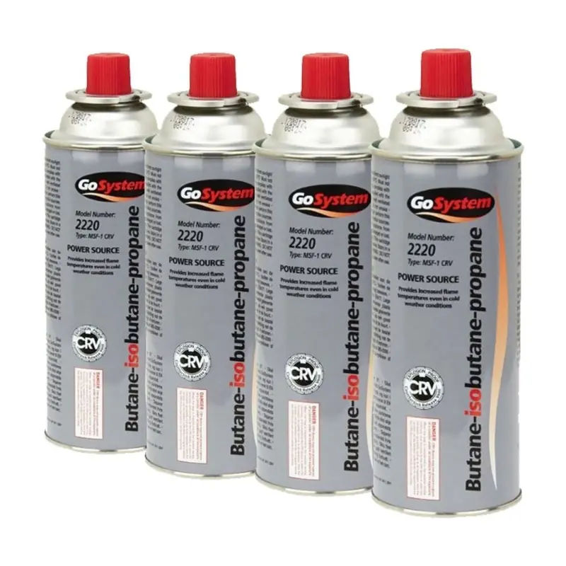 GoSystem 227GM Bayonet Butane Gas Cartridges – 4-Pack for Portable Stoves