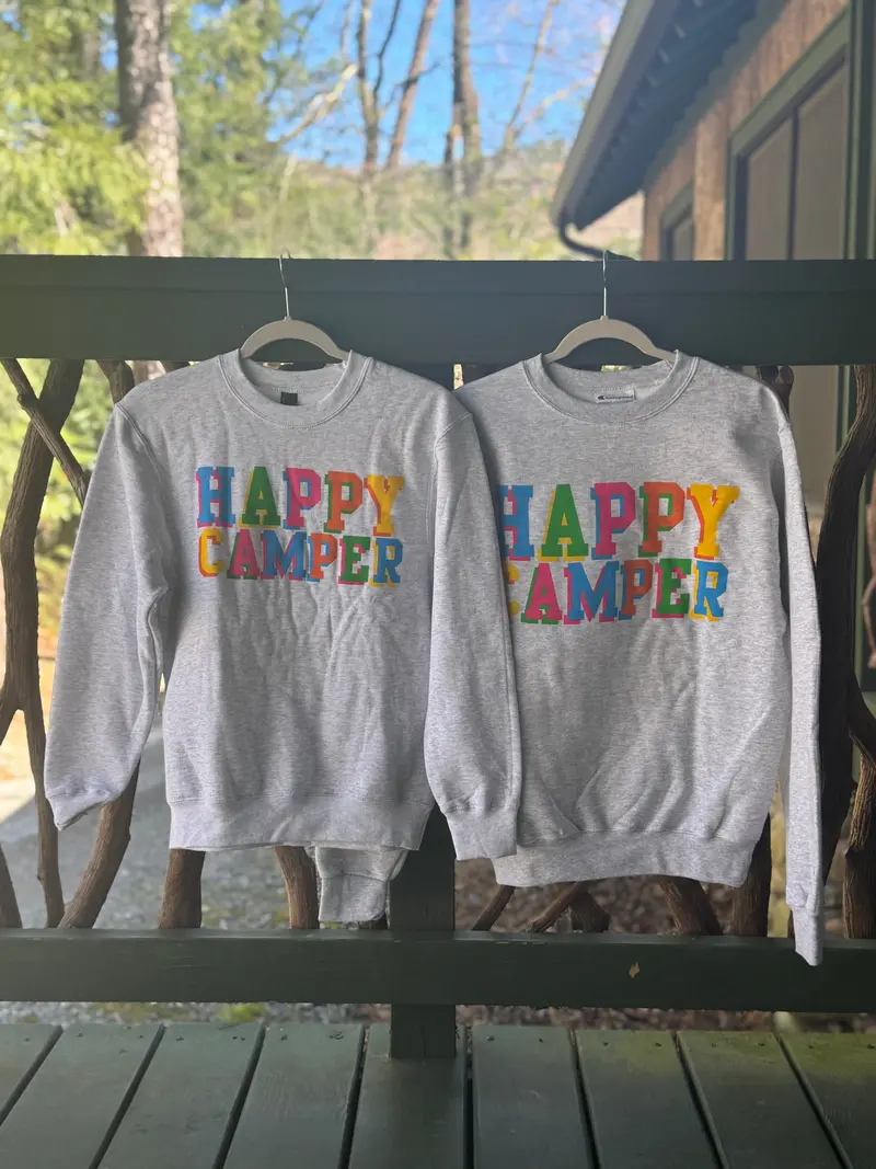 Happy Camper Crew Neck T-Shirt – Fun Outdoor Graphic Tee